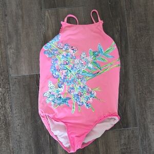 Lilly Pulitzer Pink Floral Kids Swim One Piece